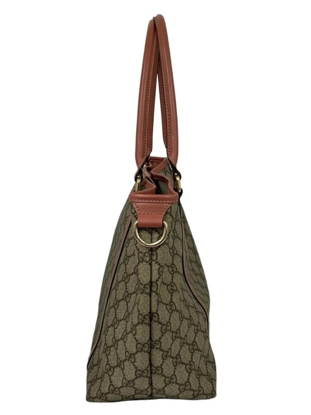 GUCCI GG Plus/GG Supreme 197953 Beige Dark Brown Pink Beige PVC Leather - Picture 4 of 13